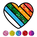 Glitter Heart Love Coloring